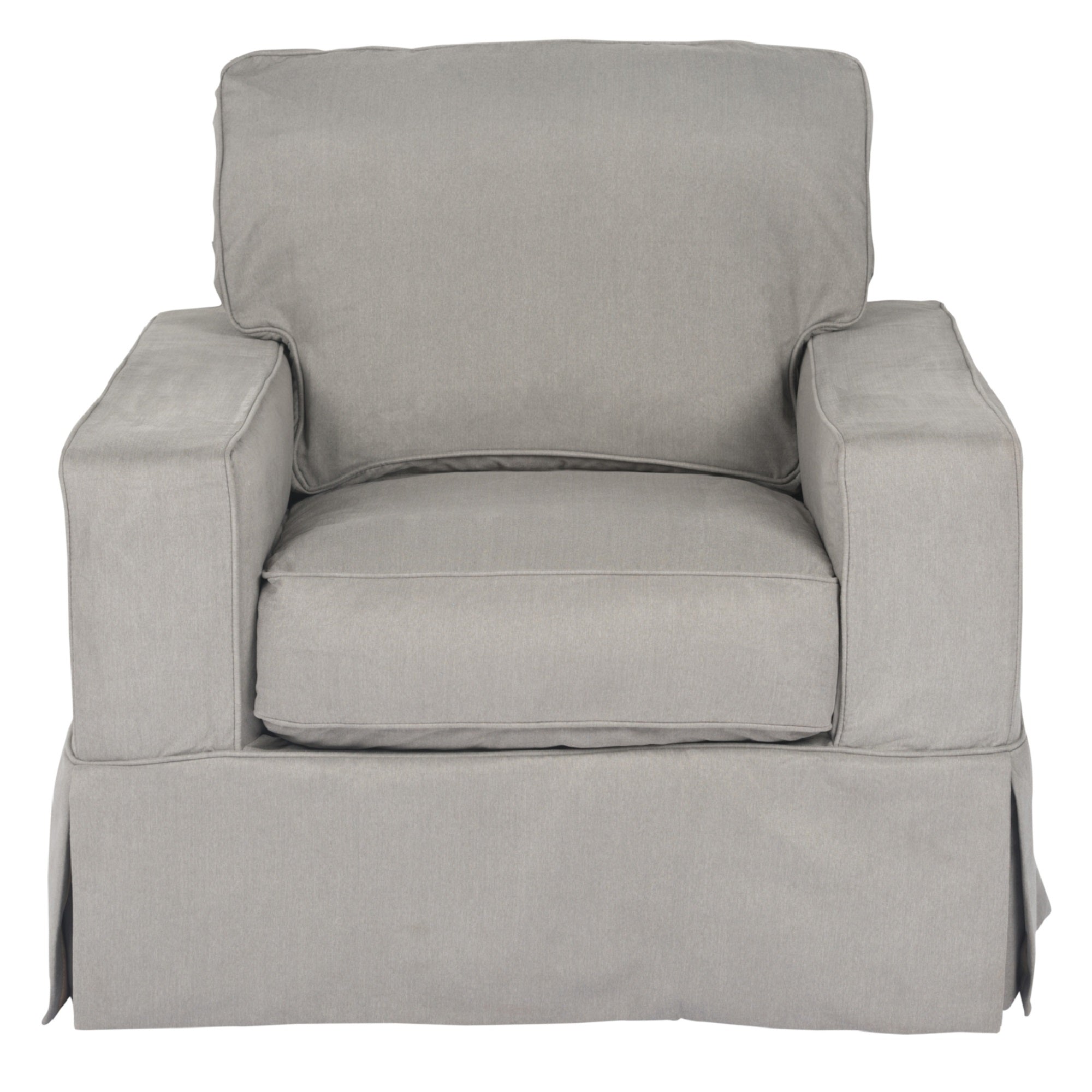 Sunset Trading Americana Box Cushion Slipcovered Chair | Stain Resistant Performance Fabric | Gray