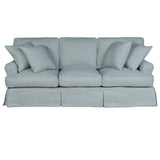 Sunset Trading Horizon T-Cushion Slipcovered Sofa | Stain Resistant Performance Fabric | Ocean Blue