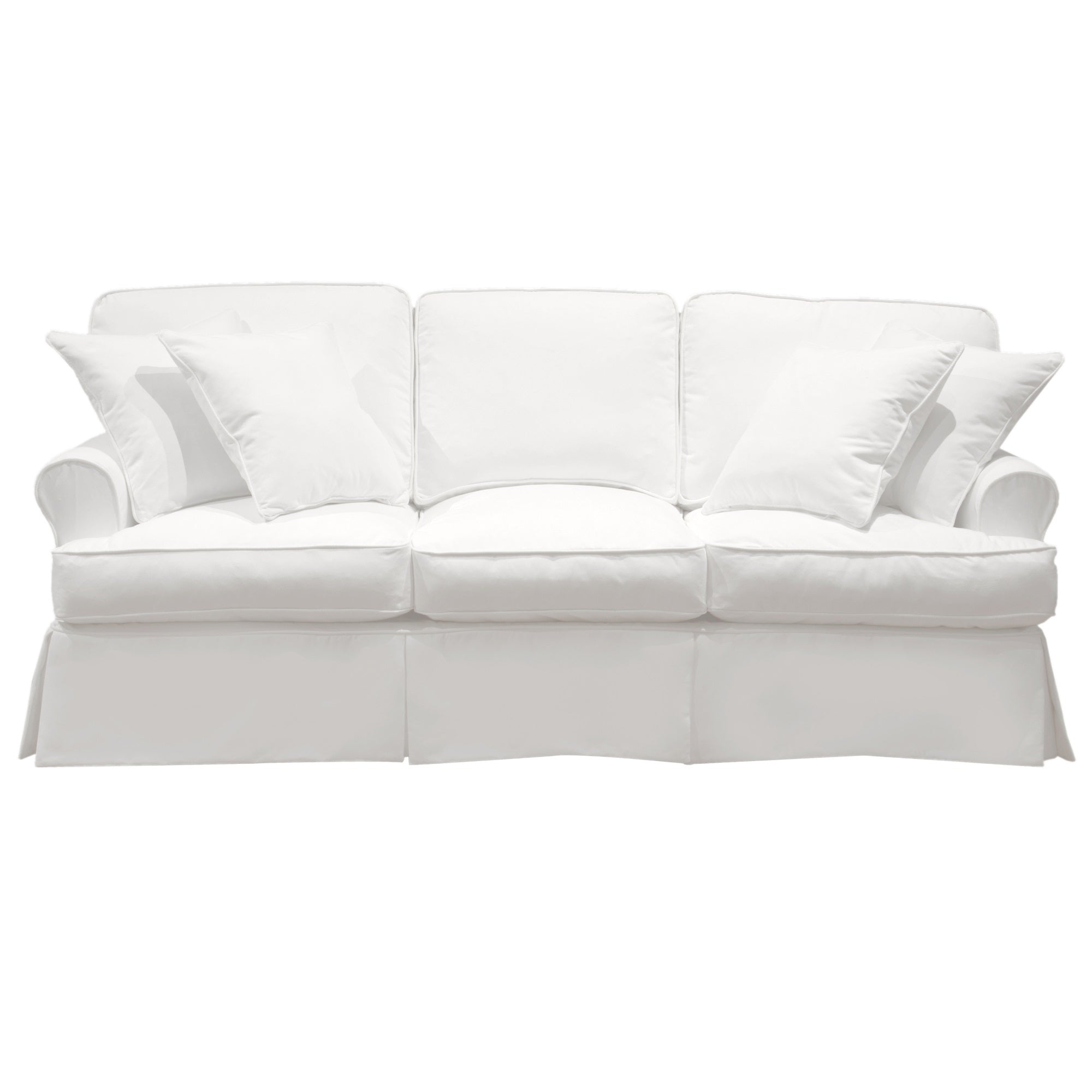 Sunset Trading Horizon T-Cushion Slipcovered Sofa | Stain Resistant Performance Fabric | White