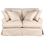Sunset Trading Horizon T-Cushion Slipcovered Loveseat | Stain Resistant Performance Fabric | Tan