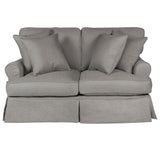 Sunset Trading Horizon T-Cushion Slipcovered Loveseat | Stain Resistant Performance Fabric | Gray