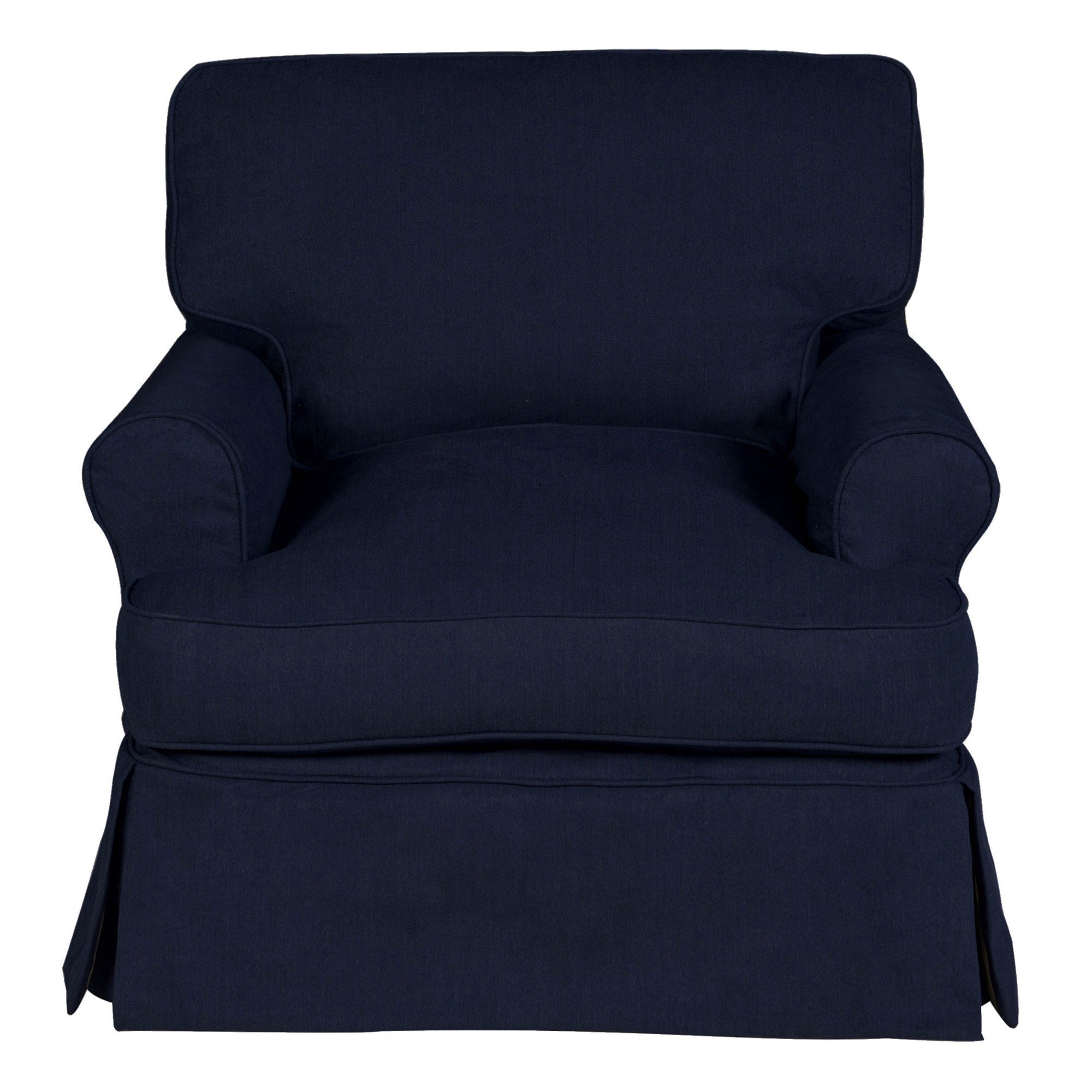Sunset Trading Horizon Slipcovered T-Cushion Chair | Stain Resistant Performance Fabric | Navy Blue