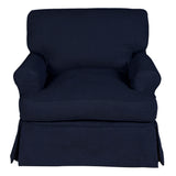 Sunset Trading Horizon Slipcovered T-Cushion Chair | Stain Resistant Performance Fabric | Navy Blue