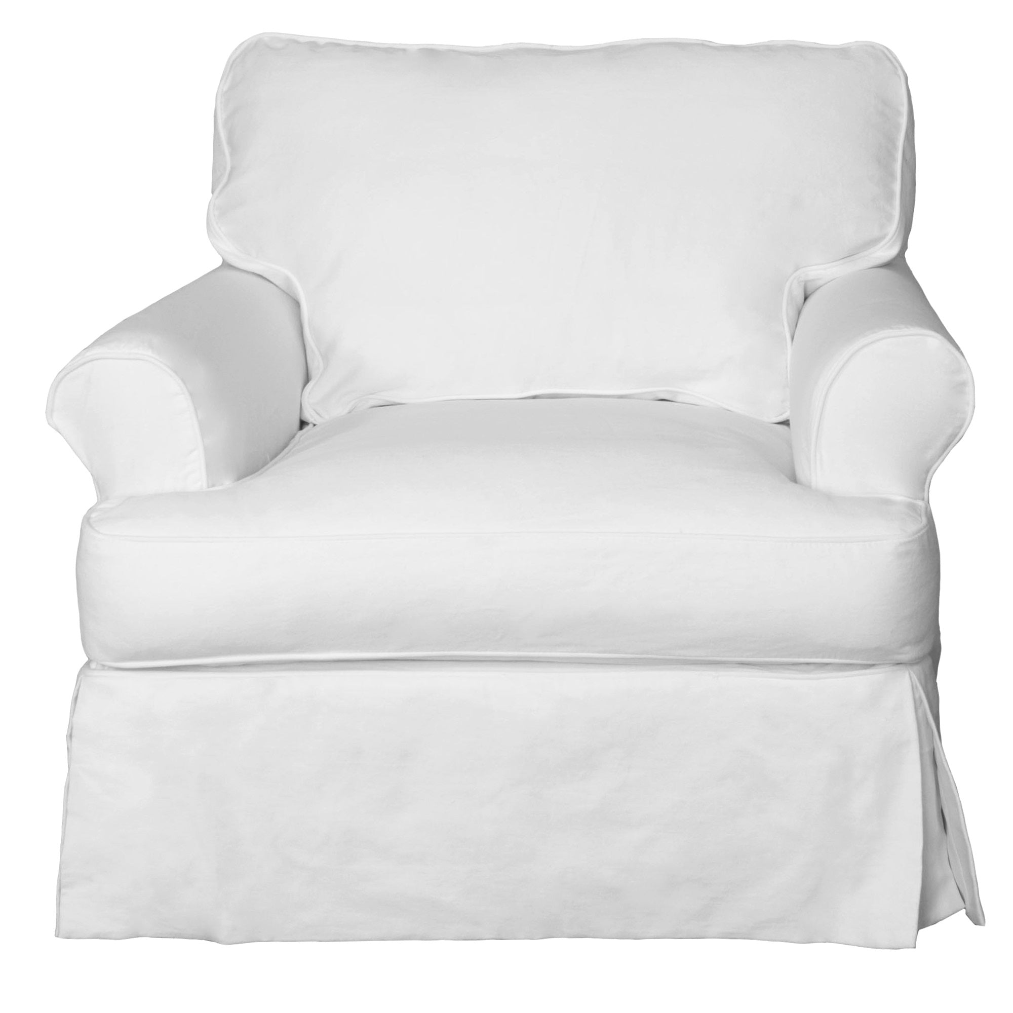 Sunset Trading Horizon Slipcovered T-Cushion Chair | Stain Resistant Performance Fabric | White