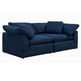 Sunset Trading Contemporary Puff Collection 2Pc Slipcovered Modular Sectional Sofa, Performance Fabric Washable Water-Resistant