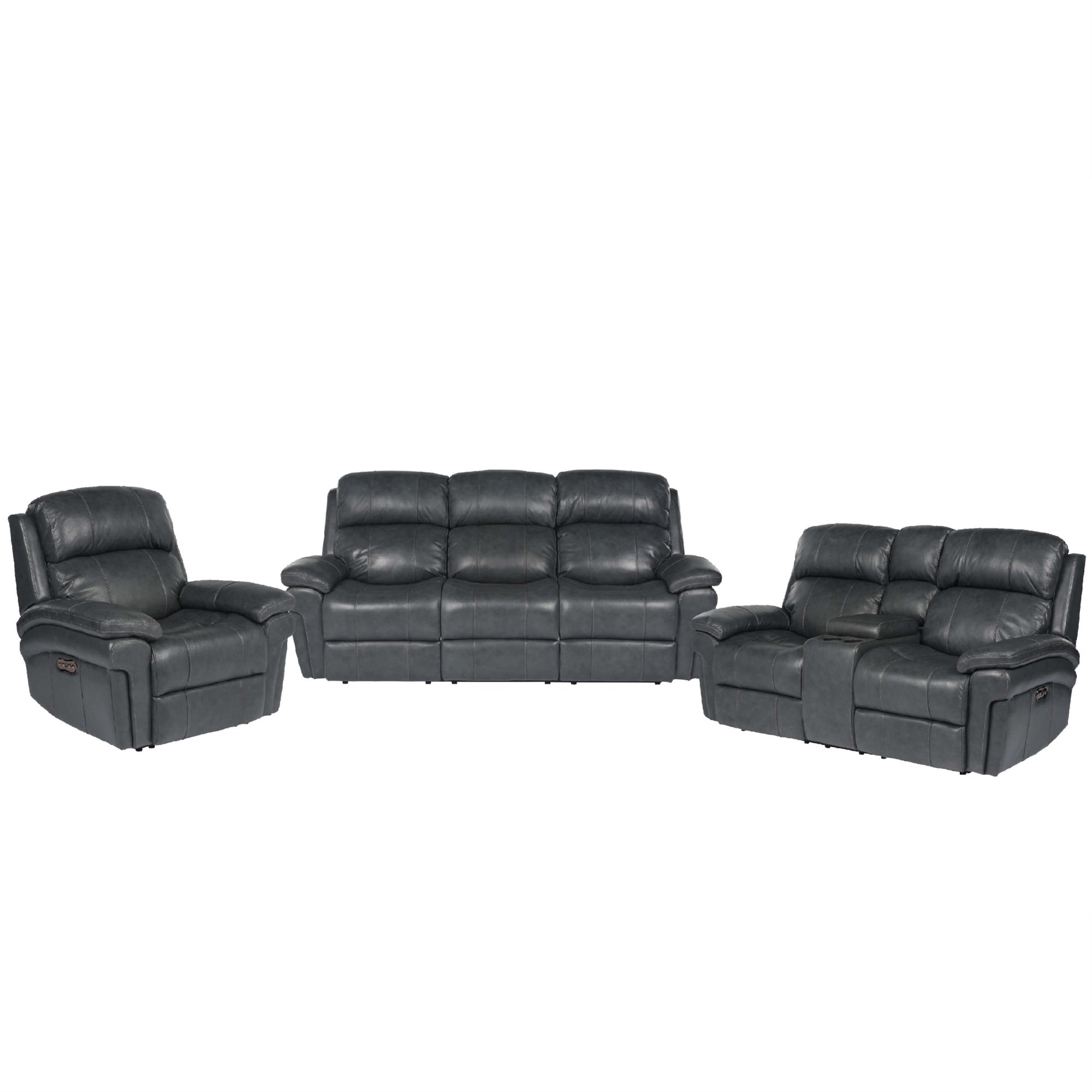 Sunset Trading Luxe Leather 3 Piece Reclining Living Room Set With Power Headrests