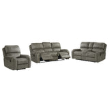 Sunset Trading Calvin 3 Piece Reclining Living Room Set | Sofa, Recliner And Loveseat With Storage Console | Nailheads | Easy To
