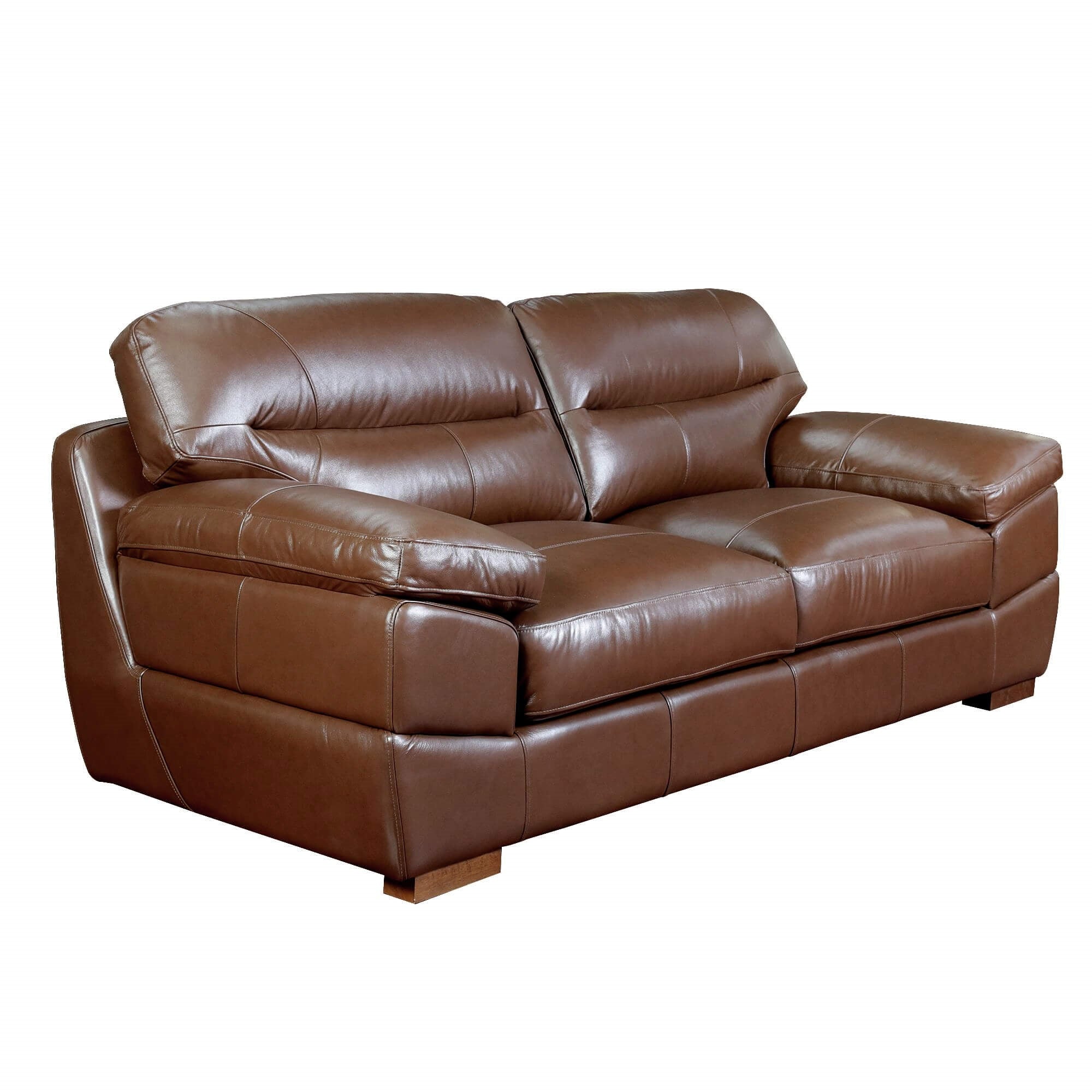 Sunset Trading Jayson 89 Wide Top Grain Leather Sofa | Chestnut Brown