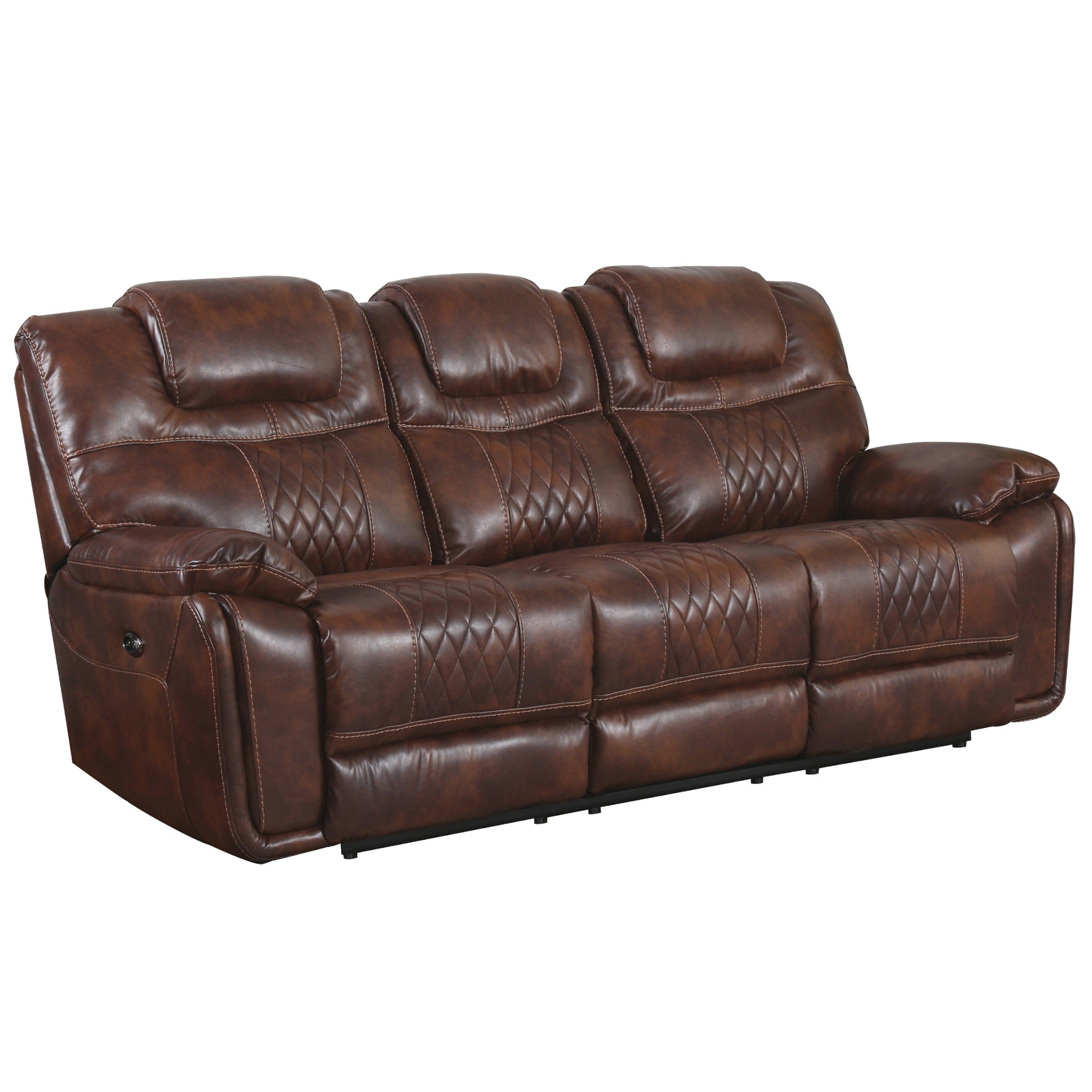 Sunset Trading Diamond Power Dual Reclining Sofa |Brown Leather Gel