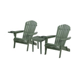 Foldable Adirondack Chair With Cup Holder Bristro Set, 2 Foldable Adirondack Chairs With Cup Holders And 1 End Table