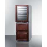 24 Wide Combination Built-In/Freestanding Upright Dual Zone Wine Cellar And 2-Drawer Freezer, Panel-Ready Front