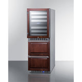 24 Wide Combination Built-In/Freestanding Upright Dual Zone Wine Cellar And 2-Drawer Refrigerator, Panel-Ready Front