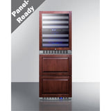 24 Wide Combination Built-In/Freestanding Upright Dual Zone Wine Cellar And 2-Drawer Refrigerator, Panel-Ready Front