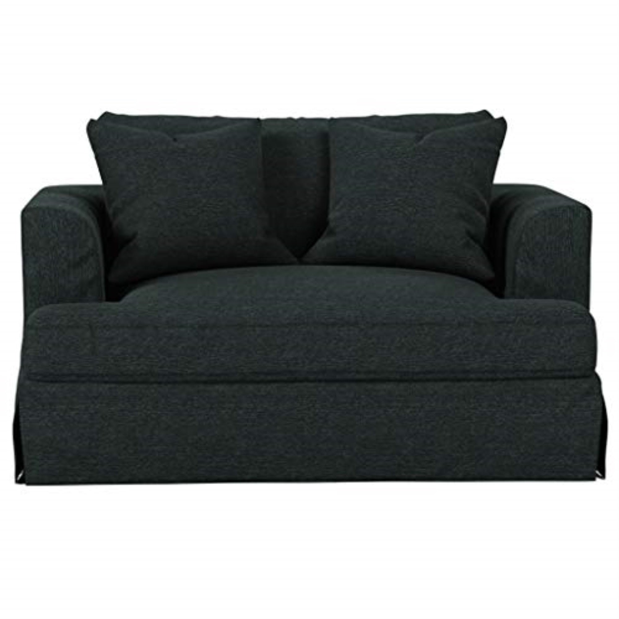 Sunset Trading Newport Slipcovered 52 Wide Chair And A Half | Stain Resistant Performance Fabric | 2 Throw Pillows | Dark Gray