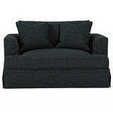 Sunset Trading Newport Slipcovered 52 Wide Chair And A Half | Stain Resistant Performance Fabric | 2 Throw Pillows | Dark Gray