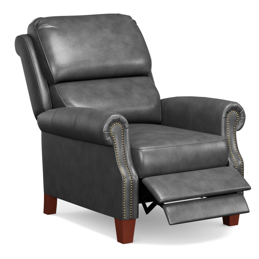 Sunset Trading Alexander Pushback Leather Recliner | Dark Gray