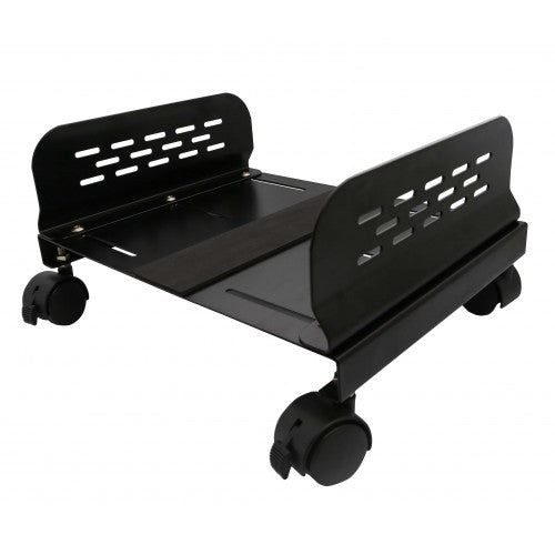 Aluminum Cpu Stand With Castors, Suitable For Gaming At/Atx Case, Adjustable Width Up To 12.5 (32.5Cm), Black Color