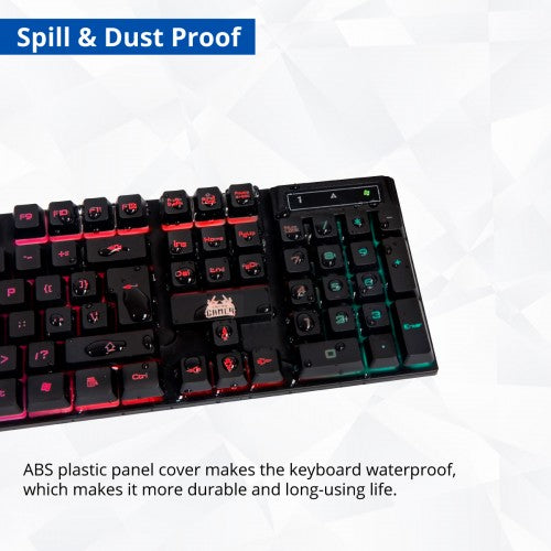 3-In-1 Gaming Kit For Starter, Tri-Color (Red, Blue, Green) Led Usb Spill Proof Keyboard, Led Backlit Usb Wired 2400 Dpi 6-Butto