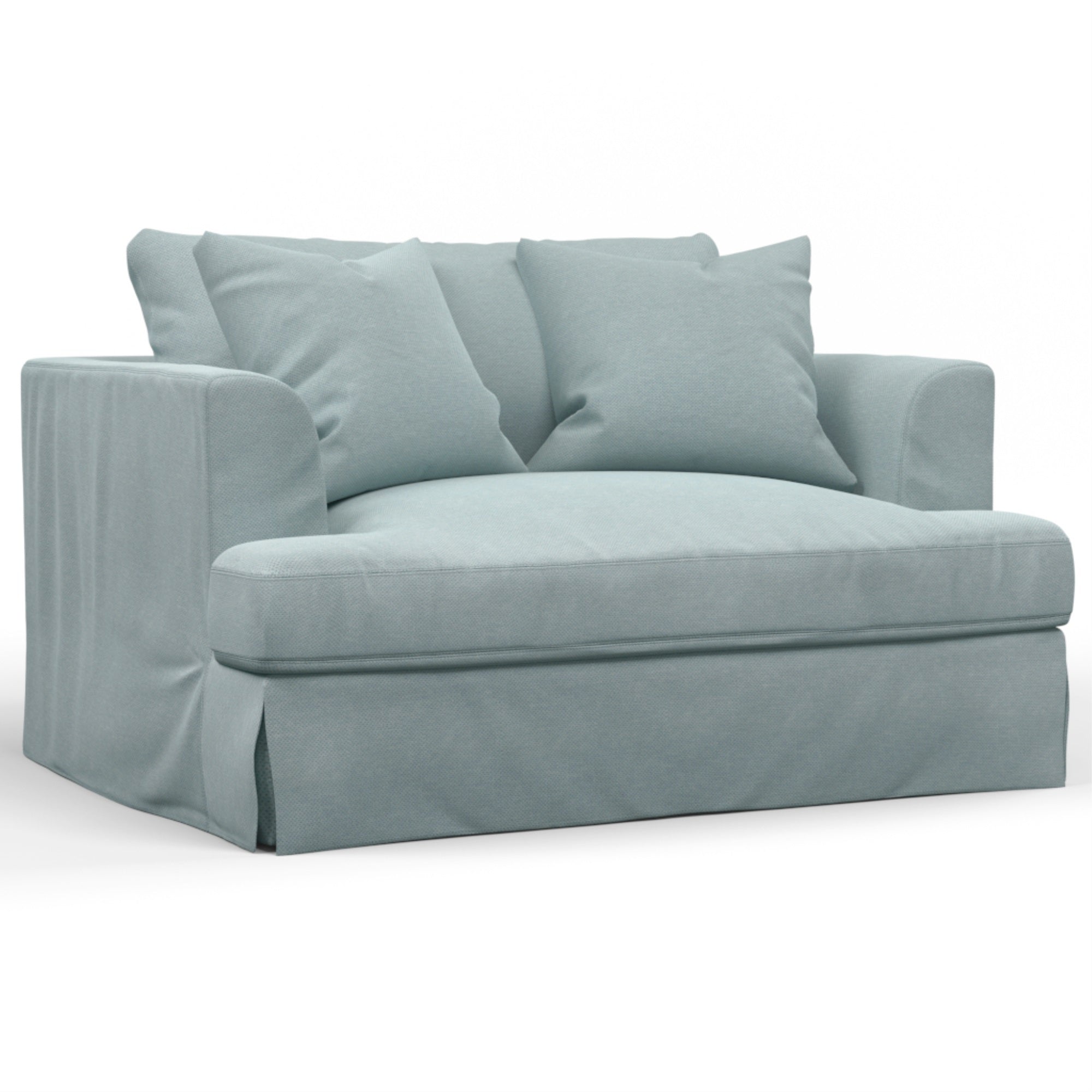 Sunset Trading Newport Slipcovered 52 Wide Chair And A Half | Stain Resistant Performance Fabric | 2 Throw Pillows | Ocean Blu