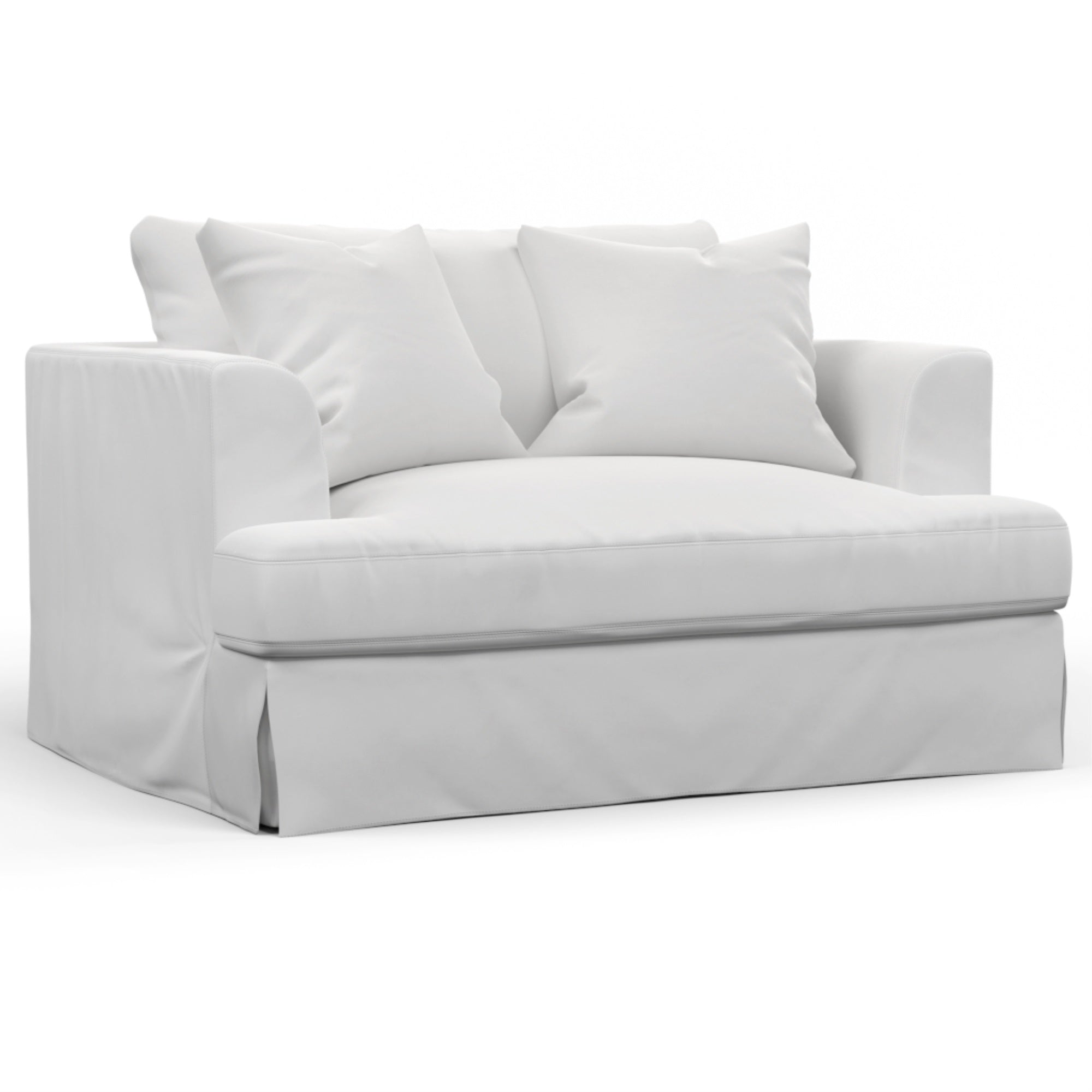 Sunset Trading Newport Slipcovered 52 Wide Chair And A Half | Stain Resistant Performance Fabric | 2 Throw Pillows | White