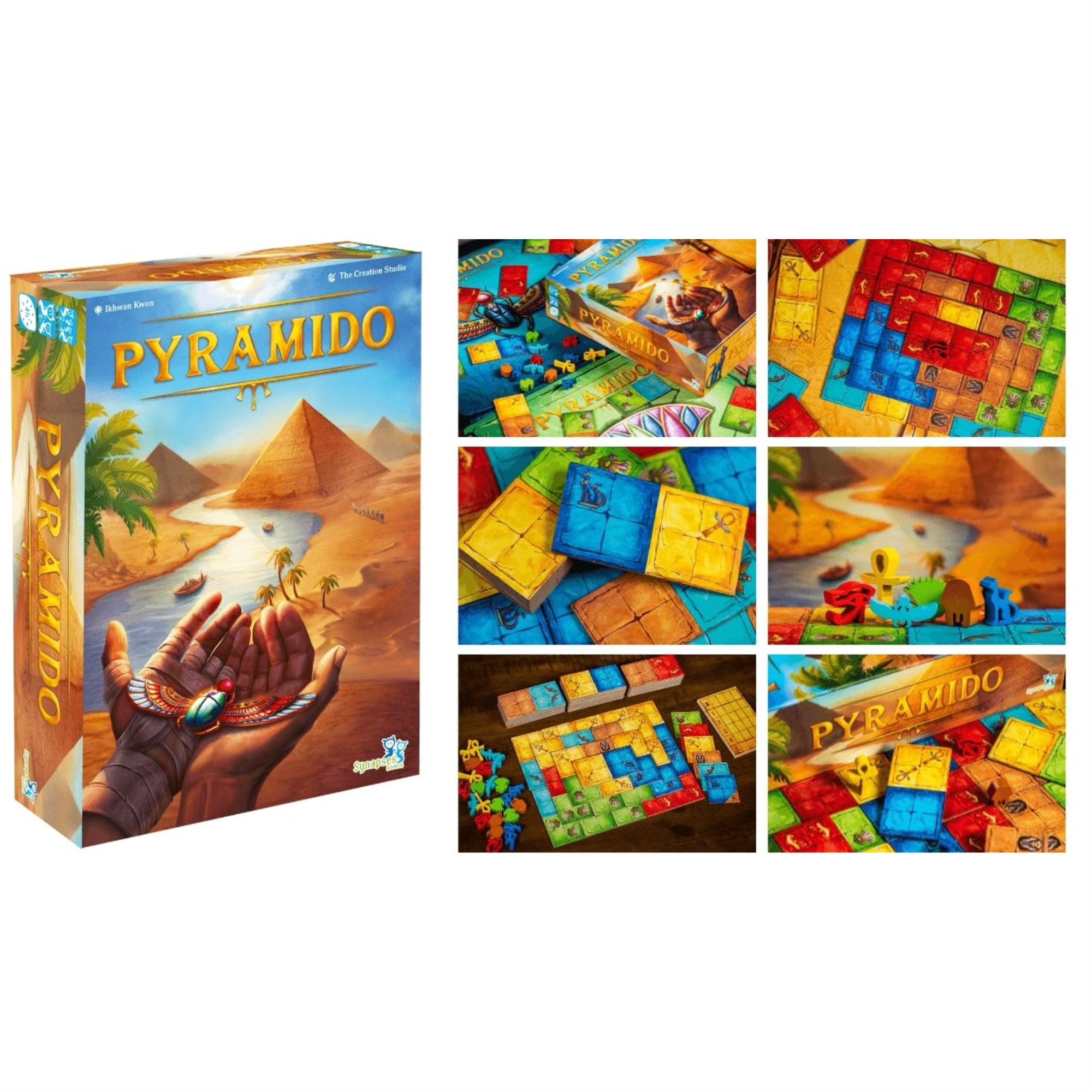 Synapses Games: Pyramido - Tile & Worker Placement Game, Build Your Pyramid Brick By Brick, Family Game Night, For 2-4 Players,