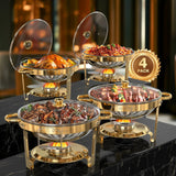 2/4 Pack Chafing Dishes for Buffet 5QT Round Stainless Steel Chafing Dish Set for Home Parties, Christmas Buffet Warmer Set