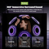 Wireless Headphones Bluetooth HTC NE70 Earphones Microphones Earbuds AI Translator 30Hours of Battery Life Full HD LCD Display