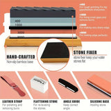 Kitchen Knife Sharpening Stone Set 400 1000 3000 8000 Grit, 4 Sided Whetstone with Bamboo Base and Angle Guide