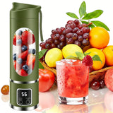 450ml Portable Juicer Blender Cup 12 Stainless Steel Blades 3 Speed Modes USB Charging Digital Screen Travel Smoothie Maker Rechargeable Mini Fruit Juice Mixer Easy To Clean For Sports Office Camping