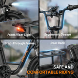 URLIFE 1000W E20 Electric Bike | 48V 13Ah Removable Battery, 28MPH, 20''X3" Fat Tire, 7-Speed E-Bike with Dual Disc Brake