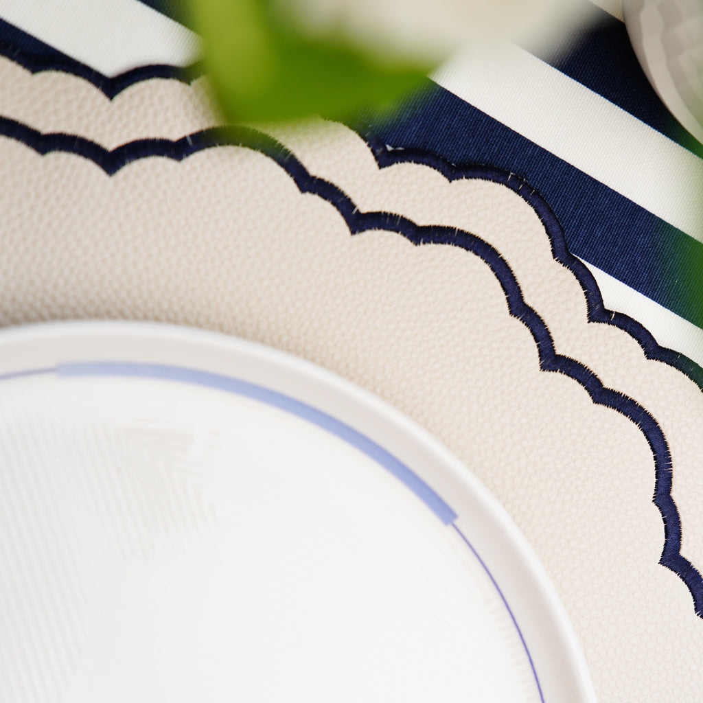 SCARLET WHITE & NAVY BLUE FAUX LEATHER PLACEMAT