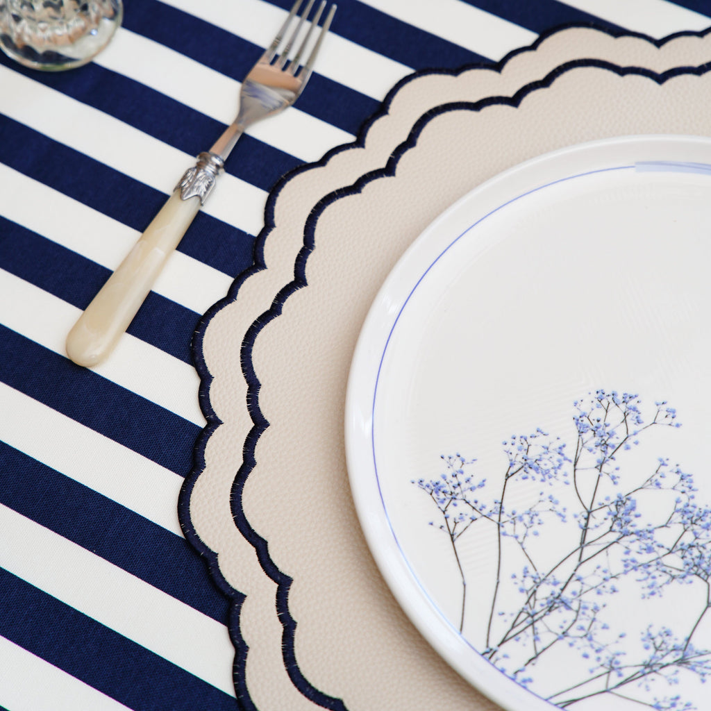 SCARLET WHITE & NAVY BLUE FAUX LEATHER PLACEMAT (Set Of 4)