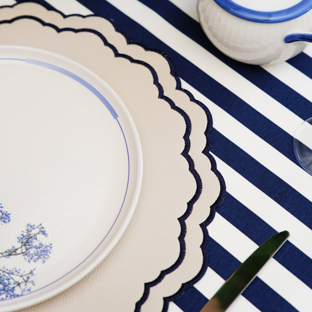 SCARLET WHITE & NAVY BLUE FAUX LEATHER PLACEMAT