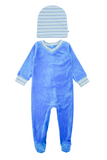 Striped cuff footie - velour