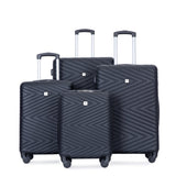 Travelhouse Luggage Set 4-Piece ABS Suitcase With Spinner Wheels, 24 Inch and 28 Inch with TSA Lock, 16, 20 Inch Carry On Luggage