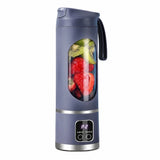 450ml Portable Juicer Blender Cup 12 Stainless Steel Blades 3 Speed Modes USB Charging Digital Screen Travel Smoothie Maker Rechargeable Mini Fruit Juice Mixer Easy To Clean For Sports Office Camping