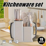 19 sets of kitchen knives with a knife holder, professional high carbon steel stainless steel cooking knife set,holiday gifts