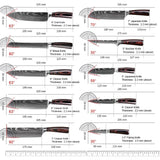 KEPEAK Kitchen Knife Set 7Cr17Mov Stainless Steel Chef Knife Ultra Sharp Santoku Cleaver Utility Knife Cooking Knives Nylon Bag