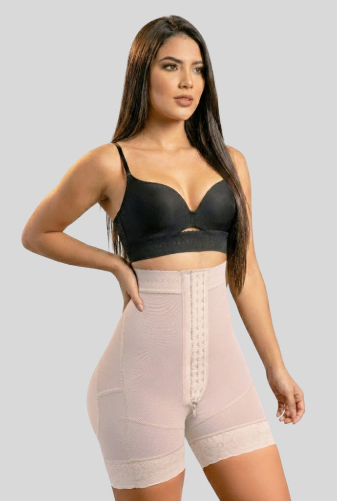 Mid Thigh Hook & Eye High Waist Short