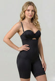 Open Bust Mid-thigh Body Shapewear w/ Flat Front