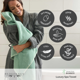Bamboo Cotton Spa Towel Set - Viscose from Bamboo + Cotton - 6pc Set - Seaglass