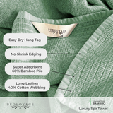Bamboo Cotton Spa Towel Set - Viscose from Bamboo + Cotton - 6pc Set - Seaglass
