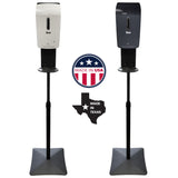 Automatic Touchless Universal Hand Sanitizer Dispenser And Floor Stand Station Kit, Made In Usa. Color Option Is White.