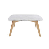 Vezzana 31 Square Italian Carrara White Marble Table With Oak Legs