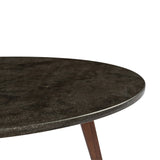 Stella 31 Round Black Marble Coffee Table With Walnut Legs