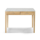 Meno 36 Rectangular Italian Carrara White Marble Console Table With Oak Leg