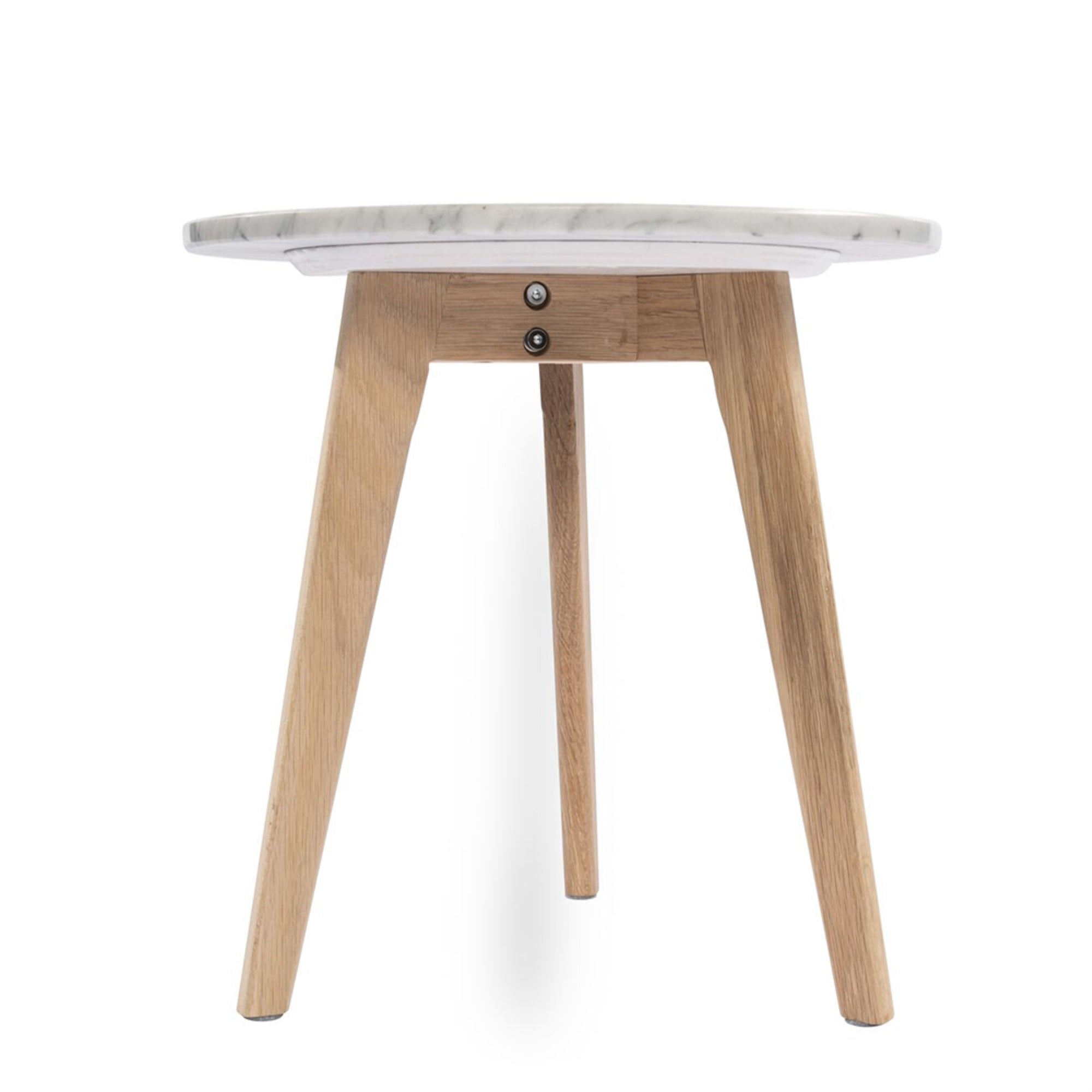 Cherie 15 Round Italian Carrara White Marble Table With Oak Legs