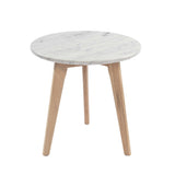 Cherie 15 Round Italian Carrara White Marble Table With Oak Legs