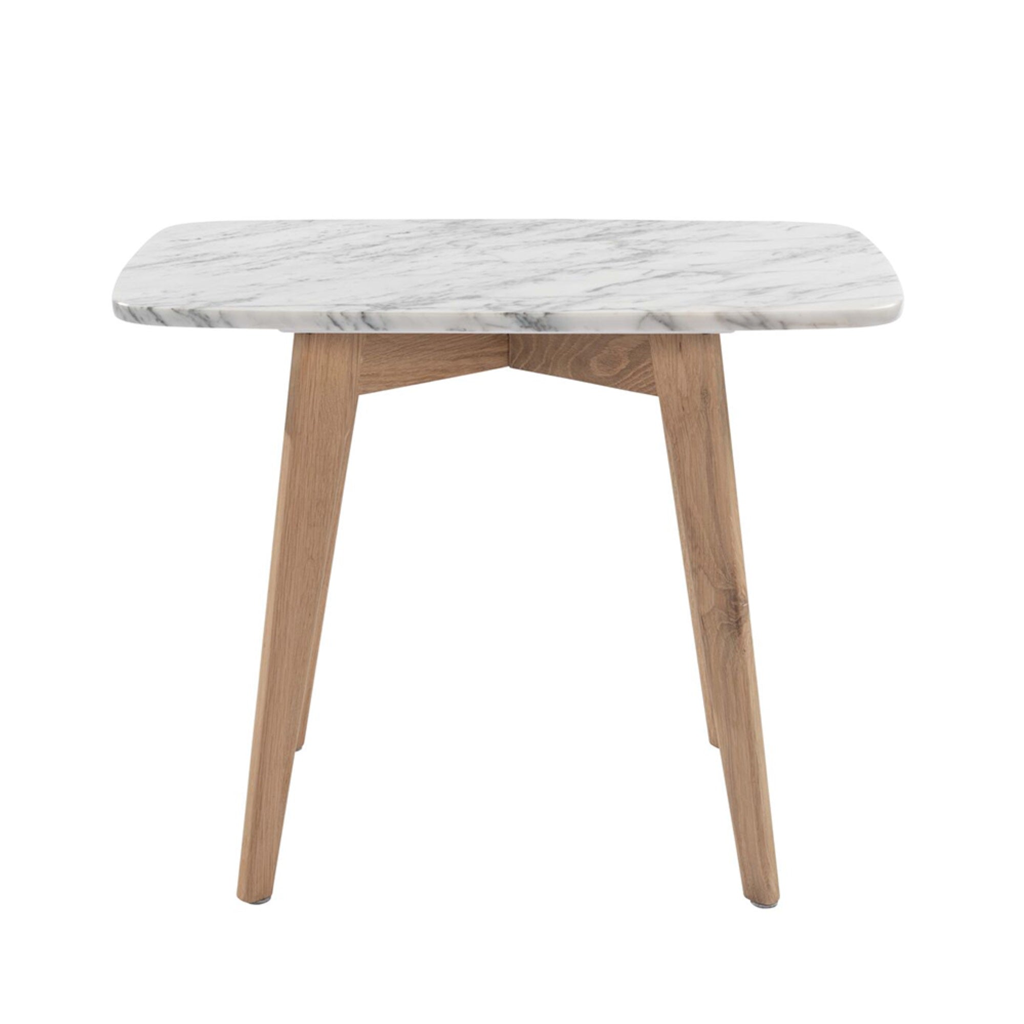Cima 12 X 21 Rectangular Italian Carrara White Marble Table With Oak Legs