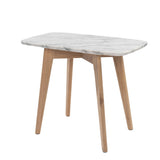 Cima 12 X 21 Rectangular Italian Carrara White Marble Table With Oak Legs